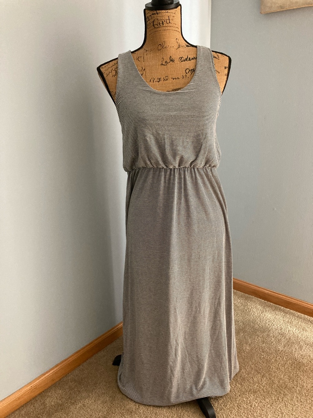 Rolla Coster Narrow-Striped Scoop-Neck Maxi Dress Women Sz Large